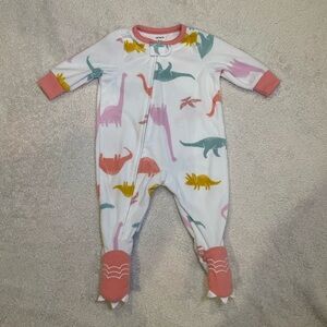 Carter's Pink and White Dinosaur Footie One Piece